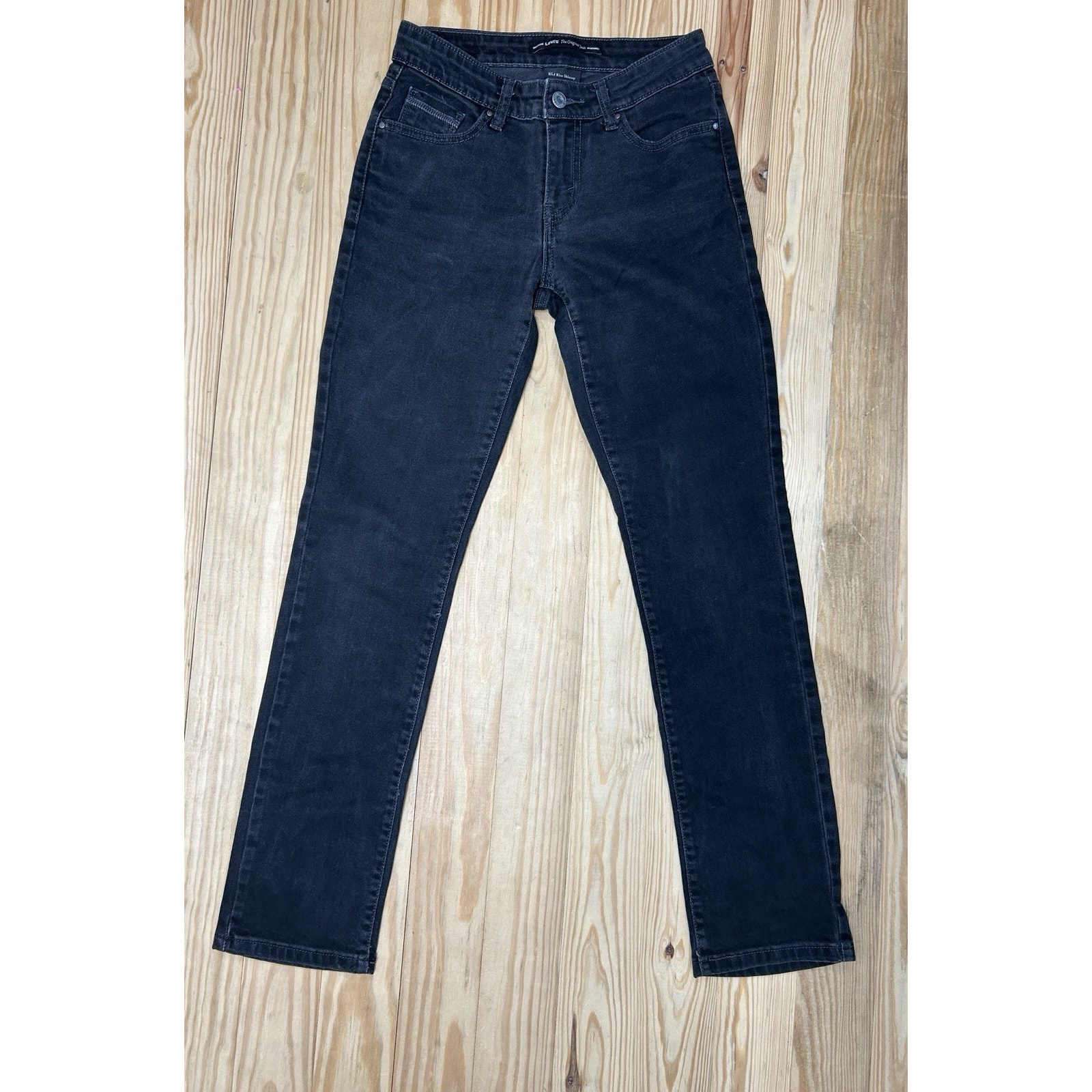 Levis Women's Jeans Size 2 Black Denim 2m Mid Rise Skinny - 1769.